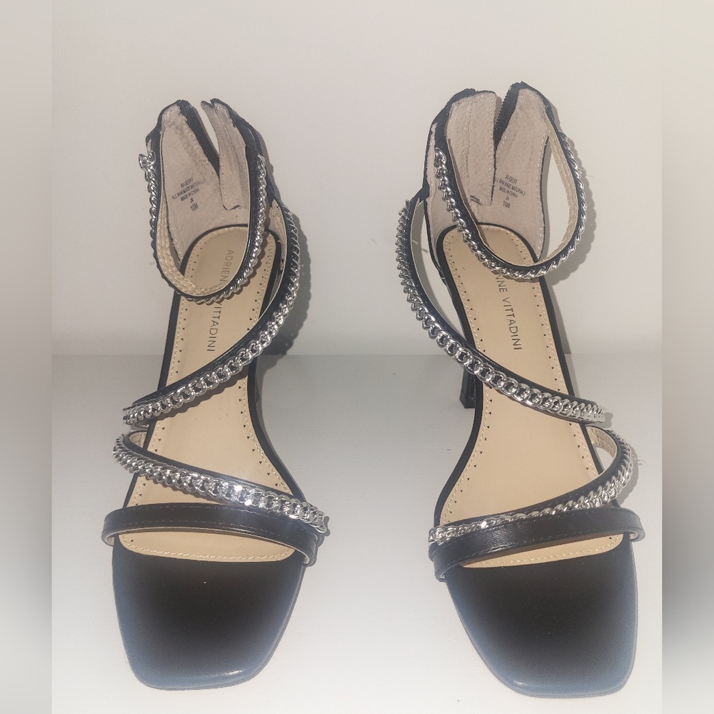 Adrienne Vittadini Black and Silver Women's Sandals